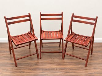 Set of 3 Wooden Folding Chairs – Solid Wood – Space-Saving Design