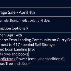 Garage Sale - April 4th