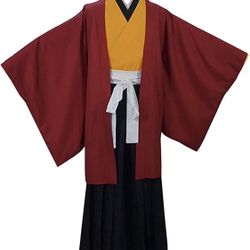 Tsugikuni Yoriichi Red Kimono Party Full Set Cosplay Costume