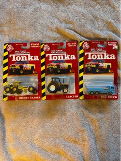 Tonka Die Cast Collection Lot of 3 MOC - Mighty Grader Tractor Pipe Truck