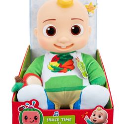CoComelon Snack Time Features JJ Doll With Red Apple Plush - Plays Sounds, Phrases, And Clips Of ‘Yes Yes Vegetables Song’ - Toys For Kids, Toddlers A