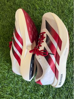 Men's Size 9.5 NC State Adidas Adizero Evo SL White Red Running Shoes JQ4571