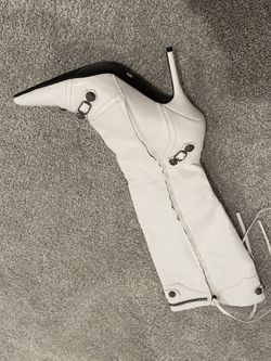 Women's Stiletto High Heel Knee High Boots with Tassel Pointy Toe Studded Zipper Booties Dress Shoes