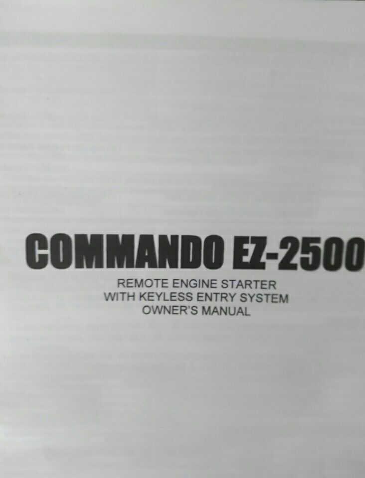 COMMANDO EZ-2500 Remote engine starter with keyless entry system