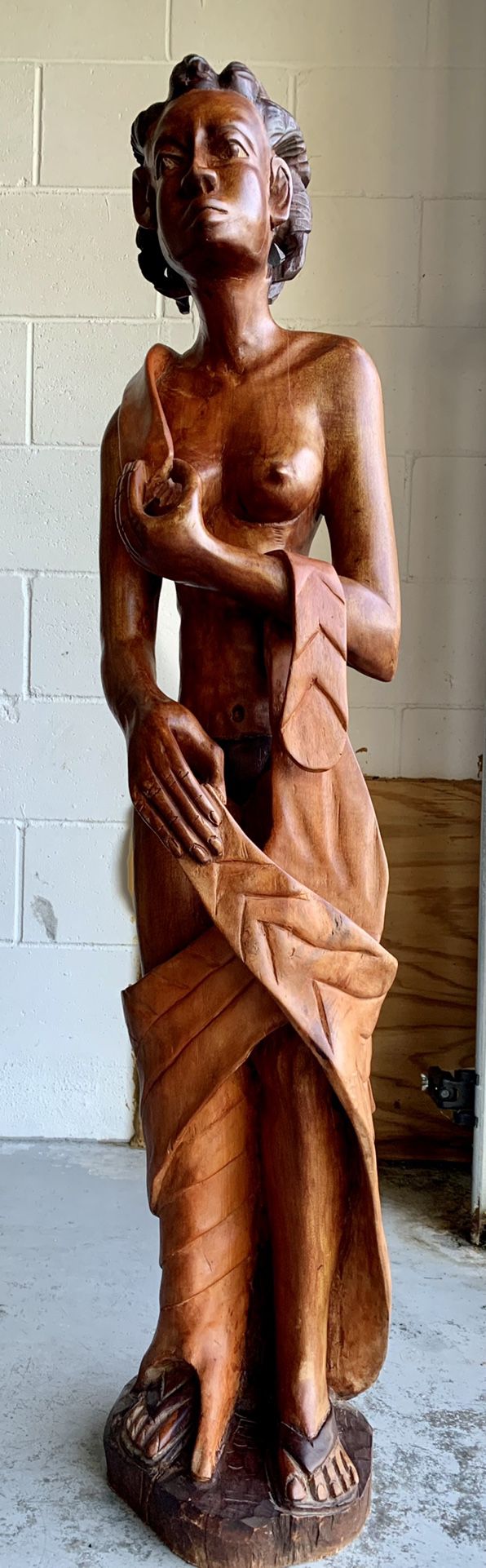 Hand Carved Wood Woman Statue 4 Feet Tall