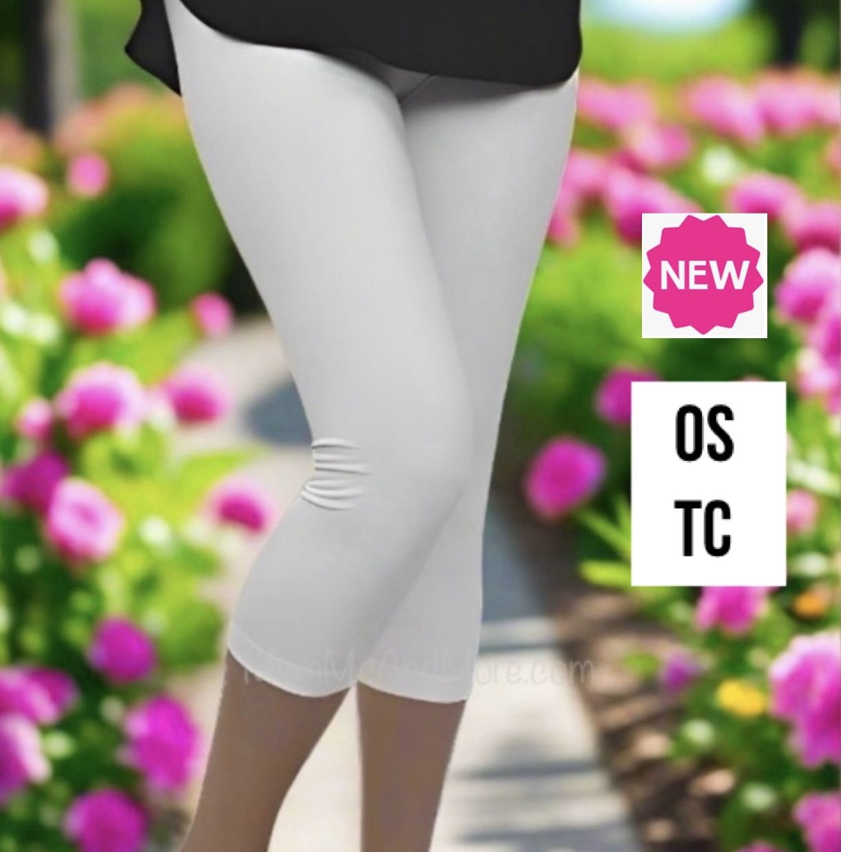 NEW Womens White Capri Leggings Soft As Lularoe OS/TC