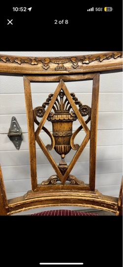Antique Carved 4 Wood Chairs from Switzerland