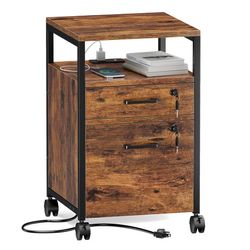 Rustic Rolling Cabinet – Secure & Powered!