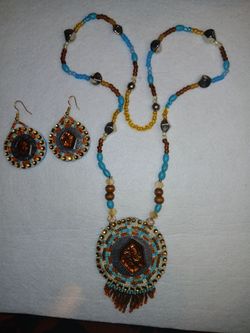 Handmade Beaded Medallion and Earring set