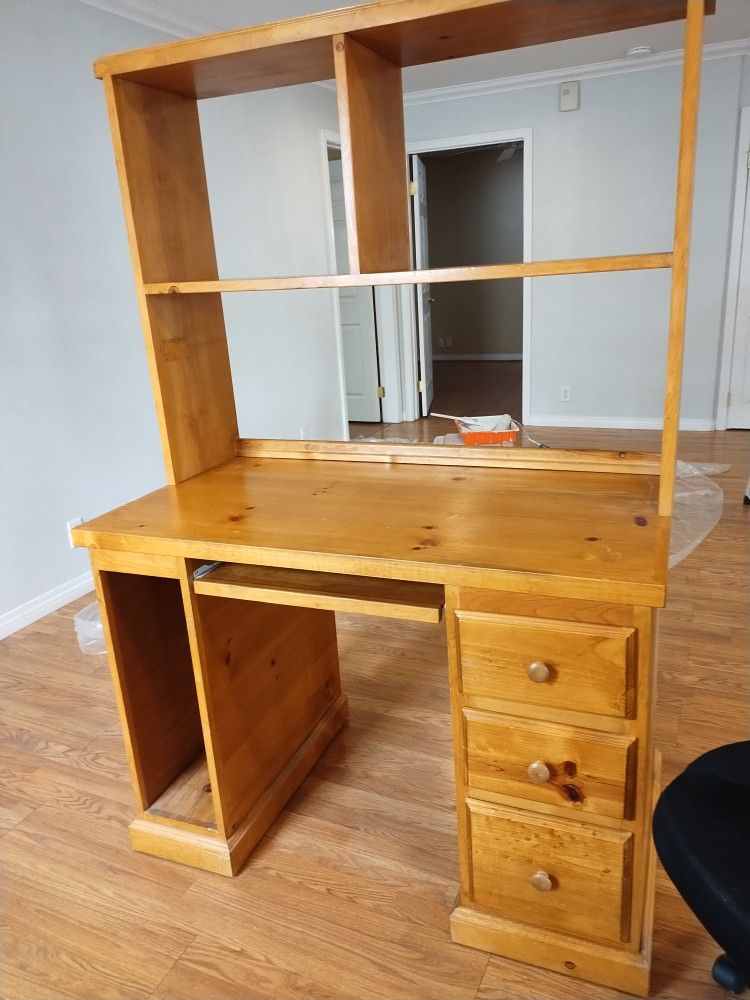 Solid Pine Desk & Shelf