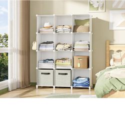 HOMIDEC Closet Organizer, 12-Cube Closet Organizers and Storage, Portable Closet Shelves, Clothing Storage (White)