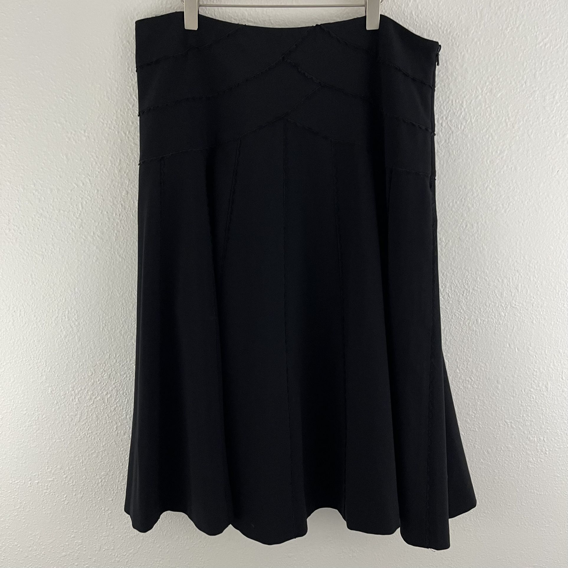 ANTHROPOLOGIE Vintage Black Tiered Scalloped Lace Grunge Knee Length Flowy Skirt