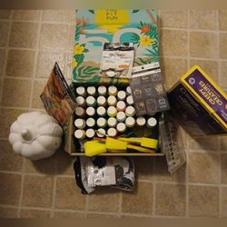 Like New Halloween Craft Supplies Bundle w/ Paints & Brushes