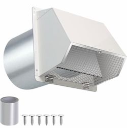 5 Inch Hooded Wall Vent with Screen and Damper,5" Vent Hood Wall Exhaust Vent Cover,Dryer Vent Cover Outside,5"Vent Cover Exterior Wall Vent Cap for R