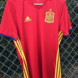 Adidas Spain 2016-17 Home Football T-Shirt Soccer Jersey Medium 