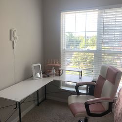 DK L Shaped Desk, 59" Computer Corner Desk, Gaming Desk, Home Office Writing Desk with Monitor Shel And Gaming/Work chair