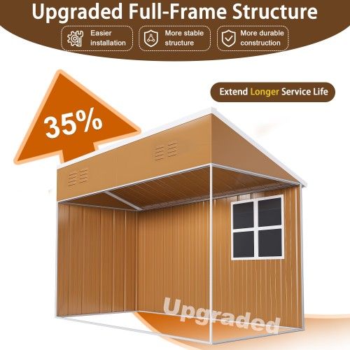 8x4 FT Heavy-Duty Metal Storage Shed with Single Hinged Door, Windows & Ventilation - Weatherproof Outdoor Garden Shed for Backyard, Lawn and Tool Org