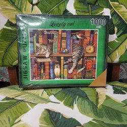 NWT Lovely Cat Library Jigsaw Puzzle - 1000 Pieces