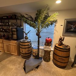 Corona palm tree with coconuts and stand