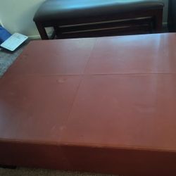 Wide Leather Ottoman 
