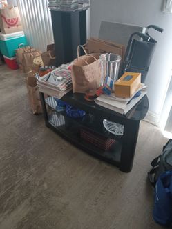 Black Glass TV Stand / Entertainment Console