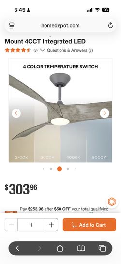 Zephyr 52 in. Smart Indoor/Outdoor Graphite/ Weathered Wood Standard Ceiling Fan Downrod Mount 4CCT Integrated LED Ceiling fan
