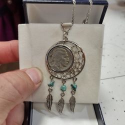 5¢ Silver Necklace Dreamcatcher 