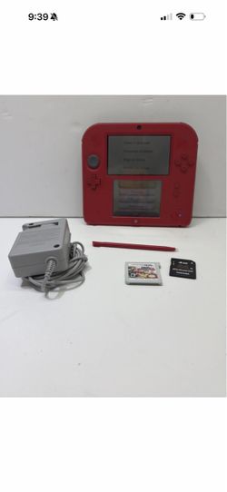 Nintendo 2DS FTR-001 Red w/ Charger, Stylus, 4gb SD Card,Game (Super Smash Bros)