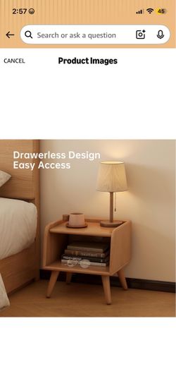 Wood Nightstand with Open Shelf
