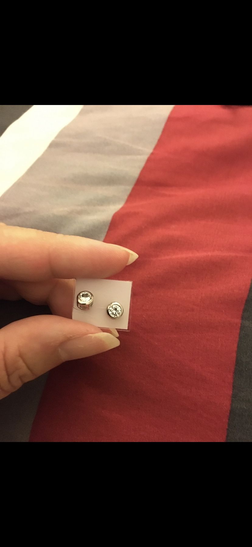 Real Silver Zircon Diamond Small Stud Earrings