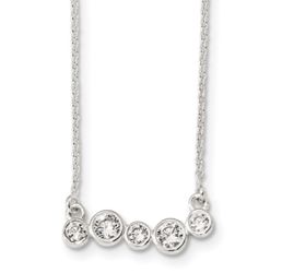 Sterling Silver 5 stone Bezel set with 16 inches chain CZ Bar necklace