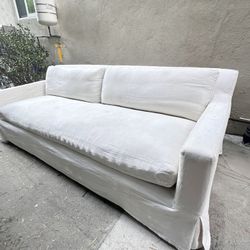 RH Belgian linen slipcovered sofa, 9ft. 