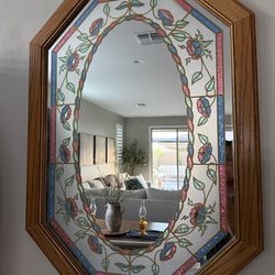 Vintage 80’s etched octagon mirror