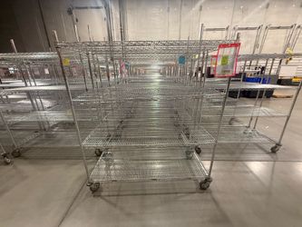 Baker wire shelving in wheels