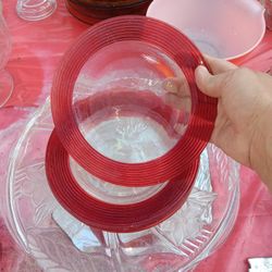 Collectible Vintage Mid-Century TIFFIN FRANCISCAN King's Crown  Ruby Red Cranberry Flash Glass Plate - Made in U.S.A - Estate Item

