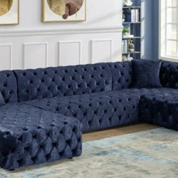 Coco Velvet 3-Piece Navy Sectional

