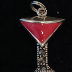 Sterling Silver Marcasite Wine/ Martini Charm
