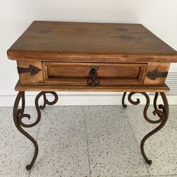 Antique Wood/ Iron End Table 