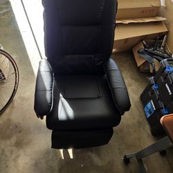 New Manual Black Vinyl Adjustable Recliner W/ Footrest
