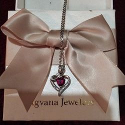 Ruby And Diamond Necklace/with Sterling Silver Chain 