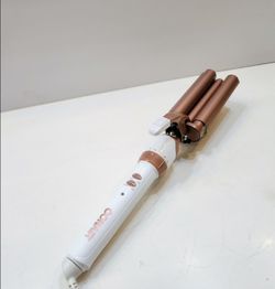 ღ White/Rose Gold Double Ceramic 3-Barrel Curling Iron Hair Waver (Conair)