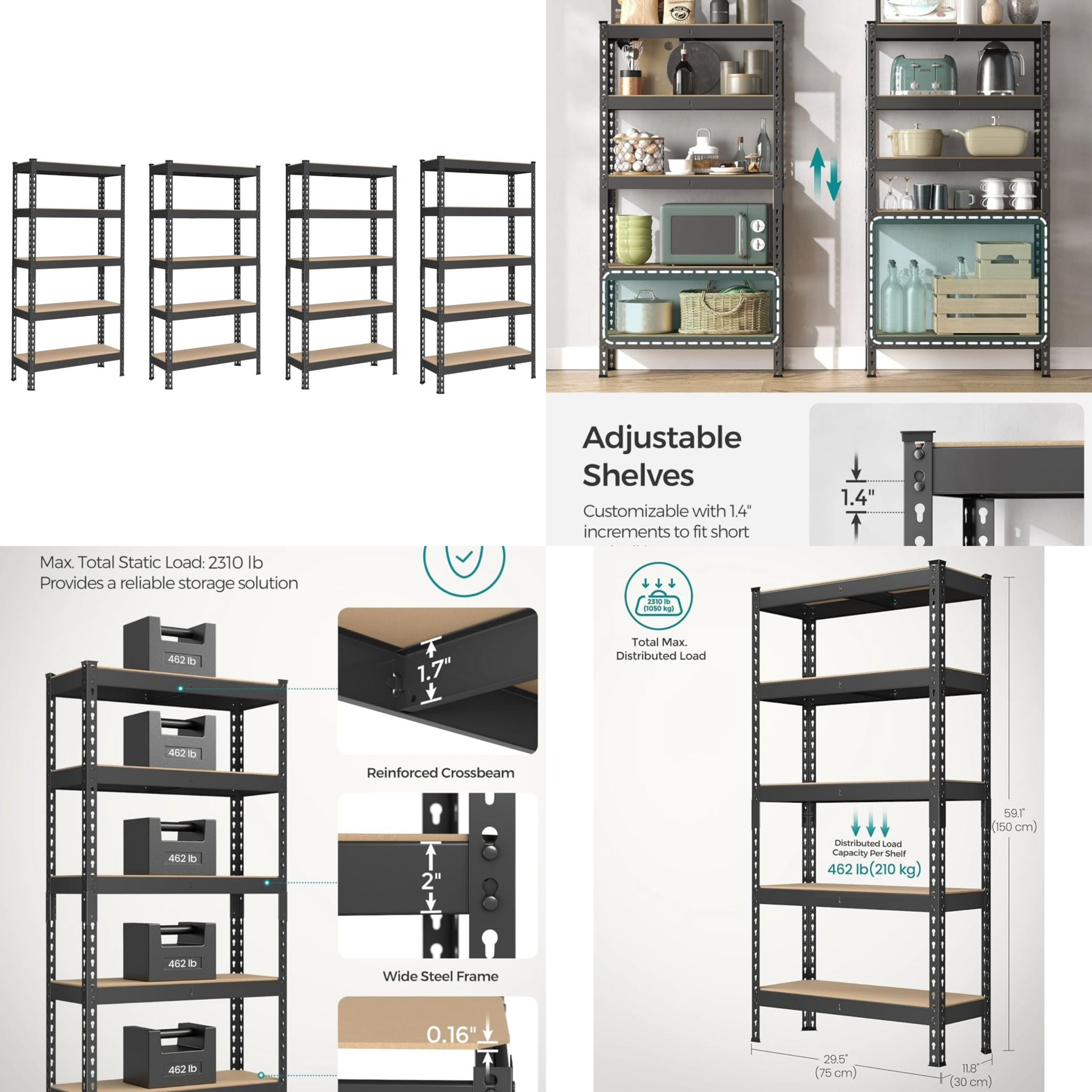 Set Of 4 Storage Shelves