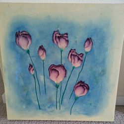 Original Watercolor Painting Artwork - Purple Tulips 