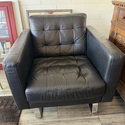 Antique Awesome Leather Silver Base, Club Chair