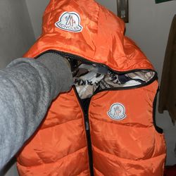 Moncler Vest Jacket  Size M   Orange/ Camo 