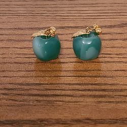 Vintage AVON 1992 Green Apple Lucite Pierced Earrings