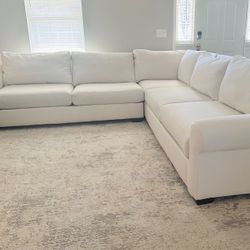 Havertys Laney Sectional, Ivory Performance Weave Fabric