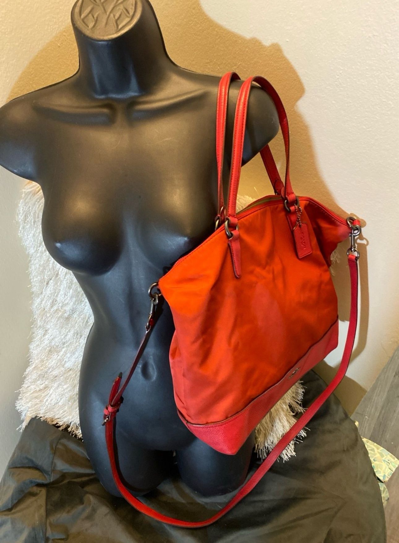 Coach Leather & Nylon Crossbody Tote