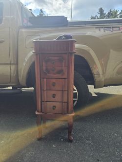Tall Wooden Jewelry Armoire with Drawers