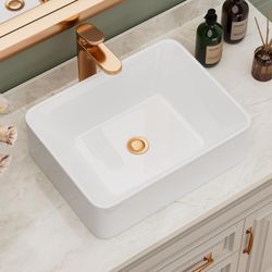 New in Box – 19" x 15" White Rectangular Bathroom Vessel Sink